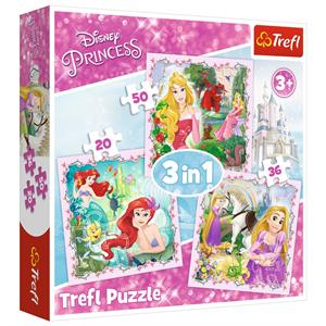 Rapunzel, Aurora and Ariel / Disney Princess 3'lü 20+36+50 Parça Puzzle